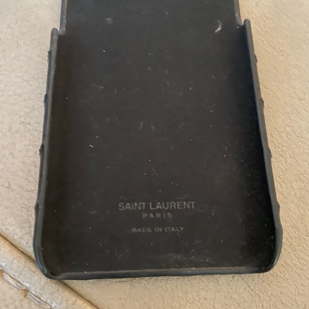 YSL phone case for IPhone 11black quilted lamb skin hood condition